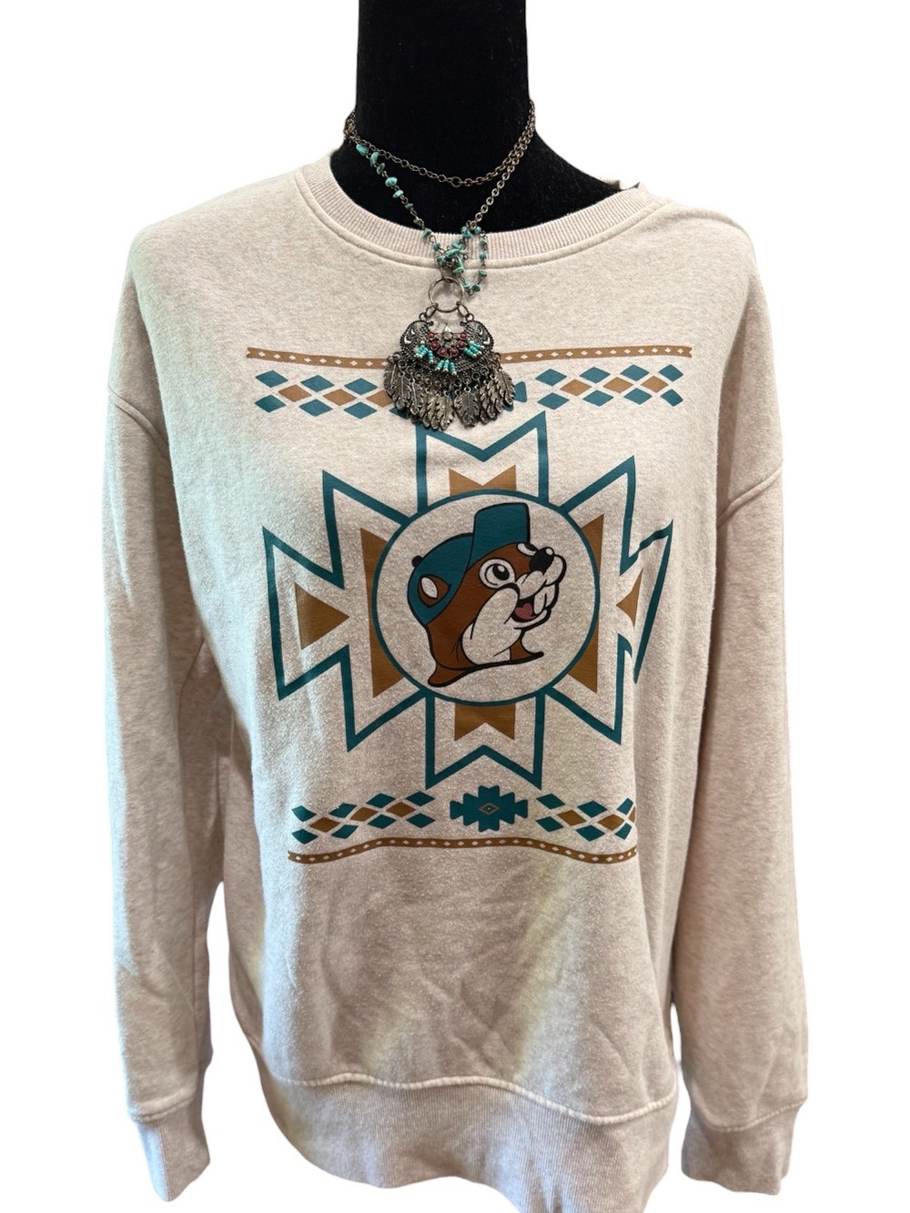 Buc-ee's Texas Western Southwestern Print Graphic Crewneck Sweatshirt Large